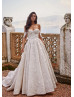 Strapless Beaded Ivory Lace Tulle Wedding Dress With Removable Straps